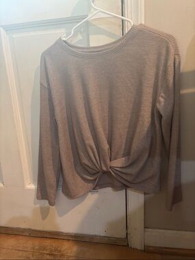 Old Navy Taupe Ribbed Knot Front Top
